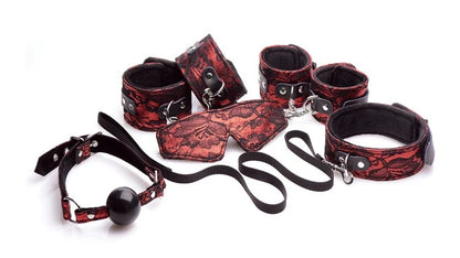 Lacy Red 5 Piece Bondage Set