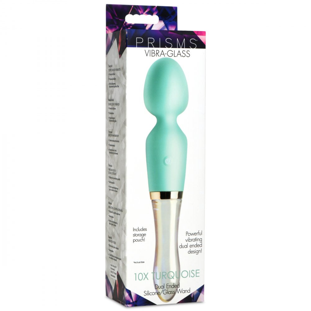 Turquoise Dual Ended Silicone and Glass Wand