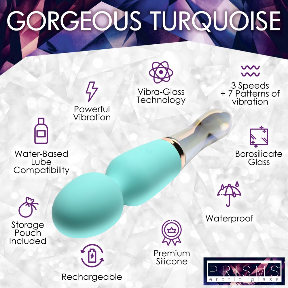 Turquoise Dual Ended Silicone and Glass Wand