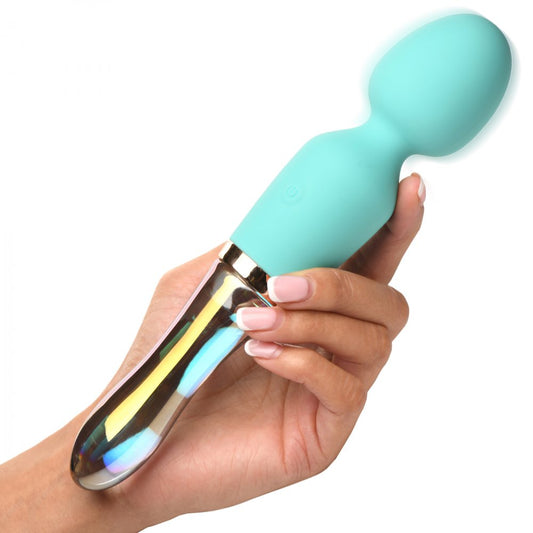 Turquoise Dual Ended Silicone and Glass Wand