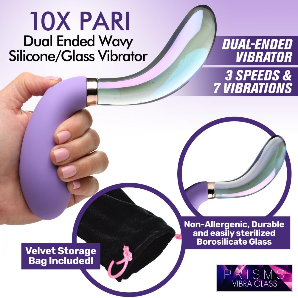 Pari Dual Ended Wavy Silicone and Glass Vibrator